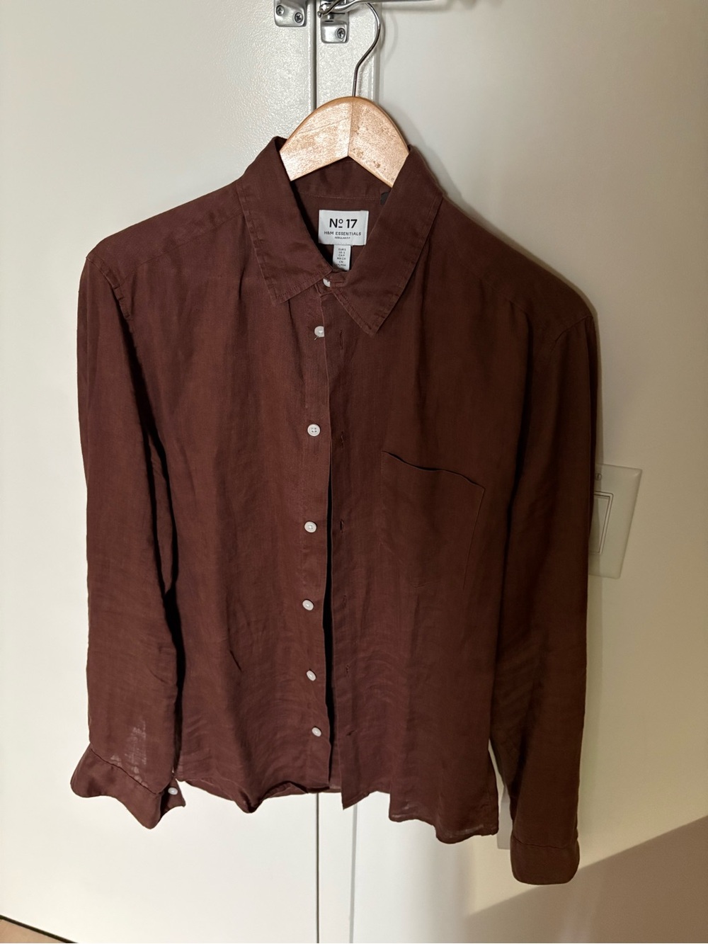 H&M Essentials N°17 Brown Button-Up 100% Linen Shirt